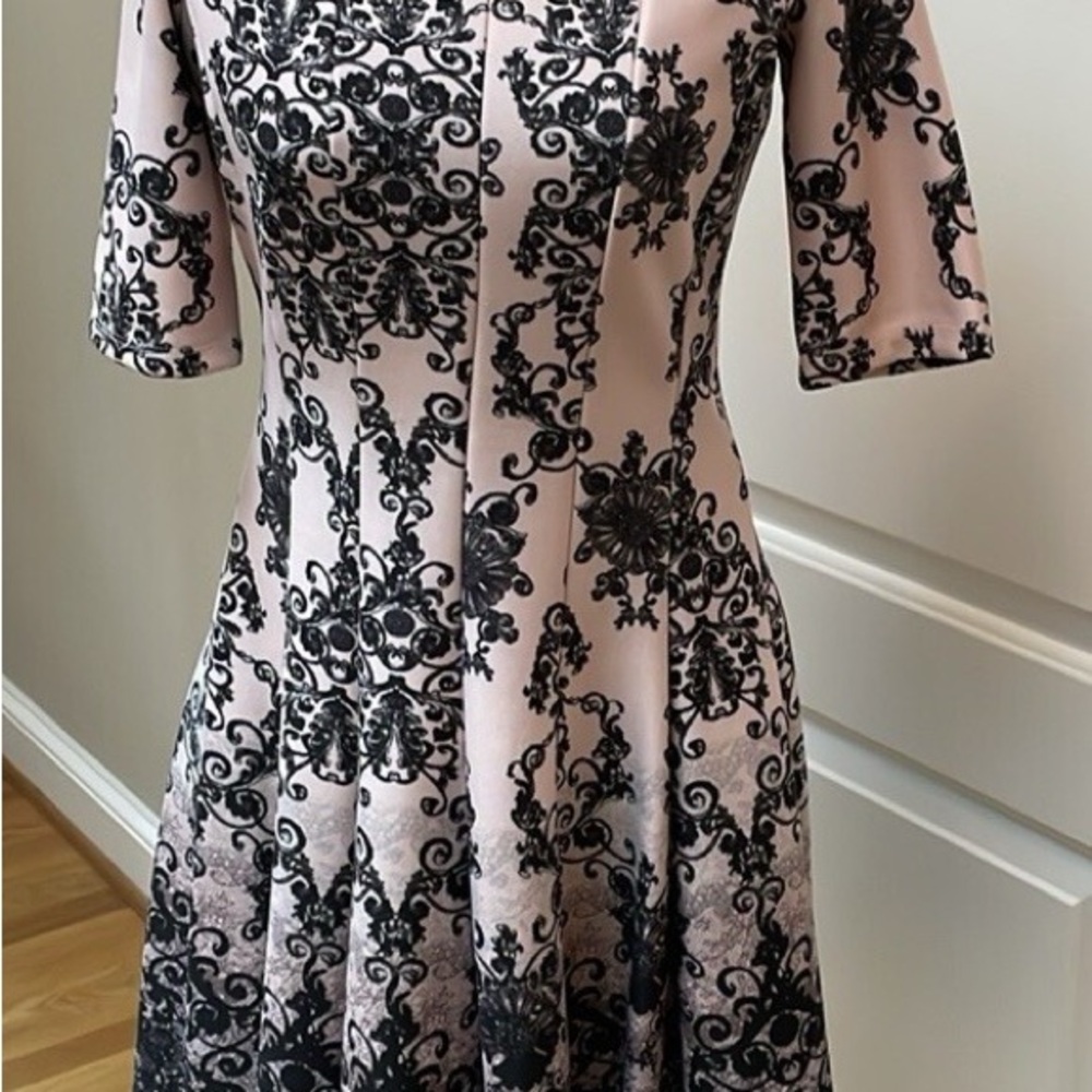 Dress Barn Elegant Black and Pink Floral Dress